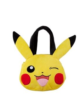 Bioworld Pokémon Yellow Pikachu Plush Kids Tote With Black Handles Red Cheeks